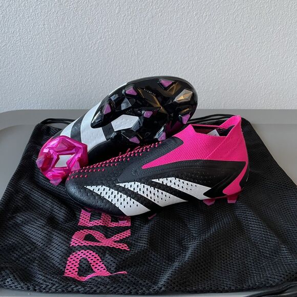 Men's Adidas Accuracy+ FG Core Black/White/Pink (GW4557) Men Size 5 / Women's 6 - Picture 1 of 8